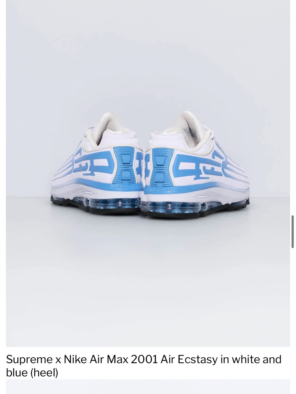 Supreme White and Light Blue Sneaker Heel Air-Style Trainers